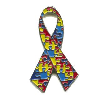 Ribbon Autismus Badge Metall Button Pin Pins Anstecker 592