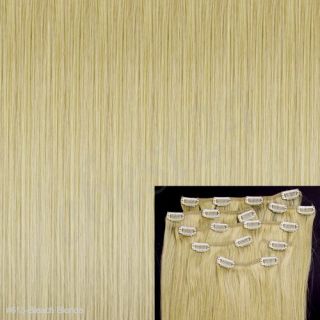 50cm Clip in Extensions Echthaar Haarverlängerung #613 Bleach Blonde