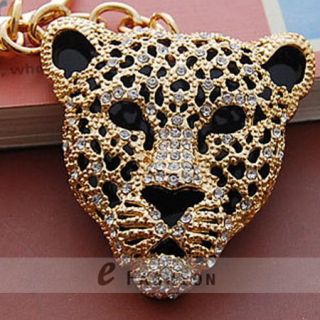Halskette Strass Leopard Anhänger Gepard Damen Lange Kette necklace