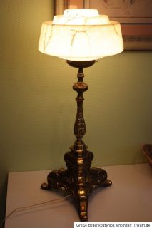Jugendstil Barock Tischlampe Stehlampe Lampe Lamp Opalglas Messing alt