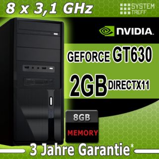 Gamer PC Rechner AMD Bulldozer FX 8120 GeForce GT630 2GB RAM Gamig PC
