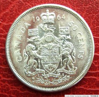 Canada Kanada 50 Cents 1964 Elizabeth II Silber 800