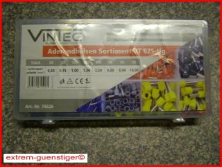 Vintec Aderendhülsen Sortiment 625 Teile Kabel Endhülse VT74526