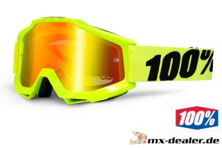 100 % Prozent Accuri verspiegelt MX Motocross Cross Brille Neon Gelb
