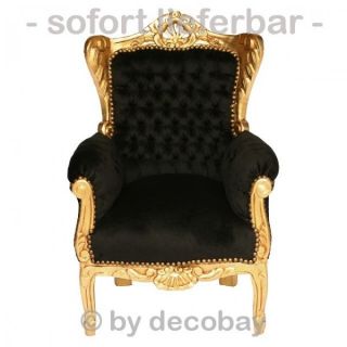 Sessel Thron Barock Stil schwarz gold Kinderzimmermöbel
