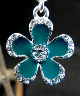 Pilgrim Charm Charms Anhänger Blüte Blume türkis silber Kristalle