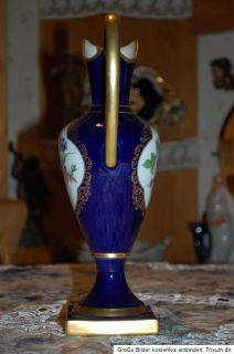 lindner porzellan henkel krug vase echt kobalt blau kerzenständ