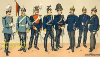 Königreich Württemberg Kavallerie Uniform Druck 1892 Dragoner