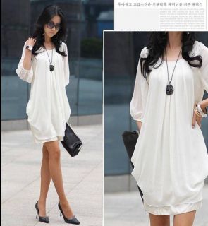 Neu Chiffon Koreaen Blusenkleid Abendkleid Shirt Damen Kleidung Dress