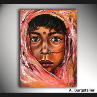 BA Original Acryl Bild Kunst Abstrakt Gemaelde Indien Gesicht