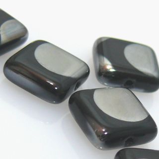 Designer Perlen edel schwarz silber Glasperlen 10mm 677