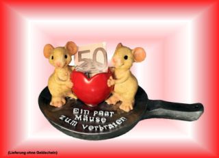 Geschenkidee Geldgeschenk lustige Mäuse Herz Geldpfanne
