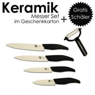Keramik Messer Set 4 teilig Ceramico Universalmesser + Gratis Schäler