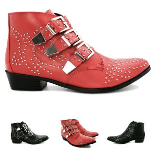 Neu Damen Stiefeletten Ankle Boots Schuhe Blockabsatz Schnalle Gr 36