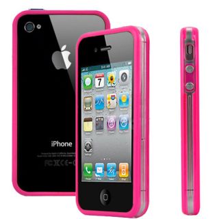 iPhone 4 4S Bumper Silikon Hülle TPU Tasche Cover Case Etui pink rosa