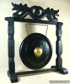 Gong Buckelgong mit Drachen Ständer Holz Gonghalter