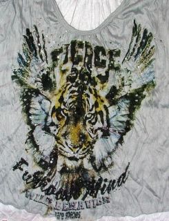 40 42 Crash Tunika Shirt Lagen Look Tiger Print Strass Porta Fortuna