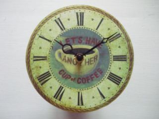 Wanduhr Kaffee Holz, nostalgische Küchenuhr Cappucino, Uhr coffee