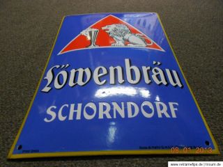 Löwenbräu Schorndorf altes Emailschild 30er Jahre TOP   Zustand