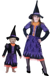 KLEINE HEXE mit Hut Zauberin Samt Kostüm Mädchen 104