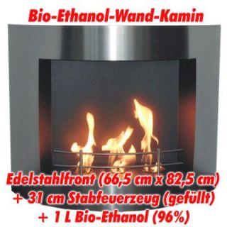 Bio ethanol BioEthanol Wand Edelstahl Kamin Ofen ethanolkamin