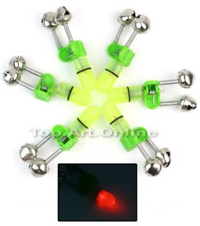 6X LED Glocke Bissanzeiger Aalglocke Angeln Rot Leuchten Alarm Clip