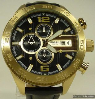FOSSIL Herren Uhr Chrono Chronograph NEU CH2652 Leder schwarz gold