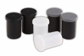 100 schwarze Filmdosen mit grauem Deckel   Plastikdosen