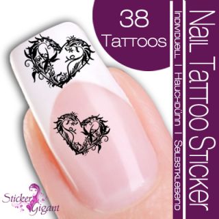 20 Stk Nail Tattoo Sticker Herz schwarz (SG 008)