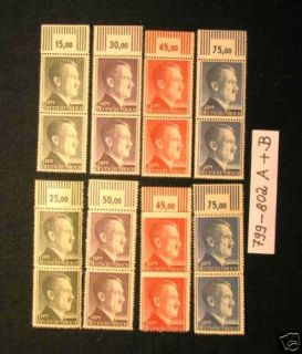Deutsches Reich,Hitler Briefmarken 799 802 A+B Paar **