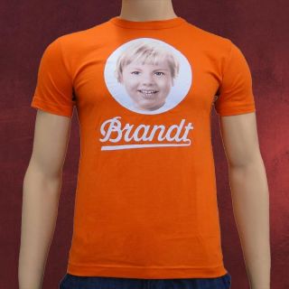 Brandt 70s T Shirt original Retro Look Zwieback Logo Baumwoll orange