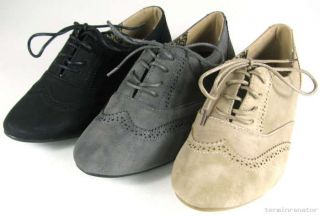 Damen Schnürschuhe Oxford Stil Brogues Schnürer Schuhe