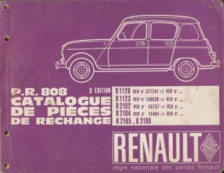 Renault 4 Ersatzteilkatalog 1966 PR808 catalogue pièces