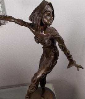 Chiparus Bronze Tänzerin Harlekin Statue Bronzeskulptur Figur 51cm