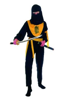 NINJA Kostüm schwarz gelb Jungen S 104 110 116