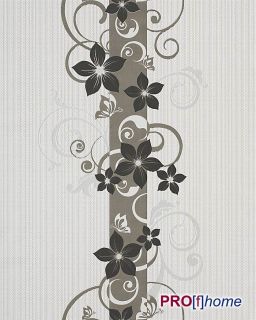 EDEM 020 20 Design Tapete Florales Muster Blumen weiß anthrazit grau
