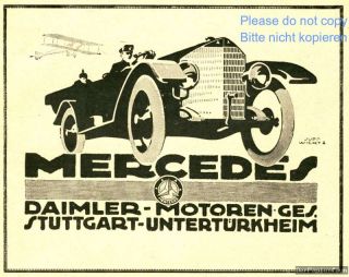 Mercedes Reklame von 1918 Soldat Pickelhaube Jupp Wiertz Daimler WK WW