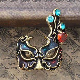 Dazzling Coquettish Mask Color Enamel Crystal Rings  Size