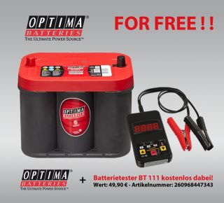 Optima Batterie Red Top RT S 4,2 12V 50Ah 815A/EN inkl. Batterietester