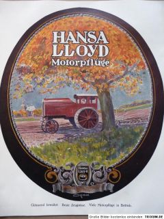 Landwirtschaft Reklame Motorpfluege Hansa Lloyd Werke AG Bremen 1918