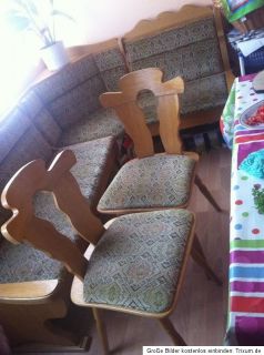 Sitzecke Eckbank Landhaus Stil Massivholz + 2 Stuhl Stühle