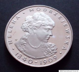 100 Zlotych 1975 Modrzejewska Polen Silbermünze