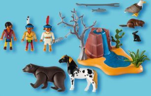 5252 Indianerkinder mit Tieren von Playmobil Western  NEU 