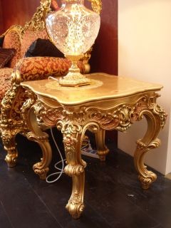 Vi0838 O Tisch Couchtisch Rahmen gold Marmor onyx antik style Barock
