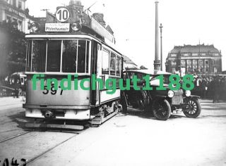 Glasnegativ Oldtimer Straßenbahn Unfall Polizeifoto Dresden 2 Bilder