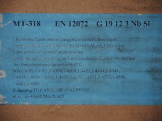15 Kg 1,0 mm Edelstahl Schweißdraht 1.4576 MT 318 EN 12072 G19 12 3
