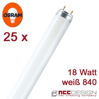 25x Osram T8 L 18W / 840 LUMILUX Cool White G13 Kalt Weiß