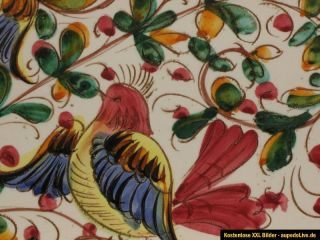 XXL Keramik Wandteller Italy Vogel Fauna Flora Schmuckteller Majolika