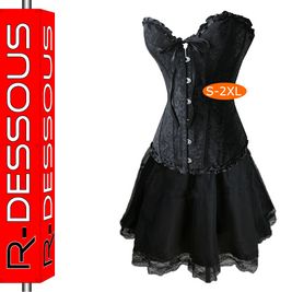Corsage Kleid Mini Rock Petticoat Gothik schwarz ID861