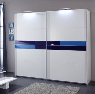 NEU* SCHWEBETÜRENSCHRANK KLEIDERSCHRANK 225CM BREIT ALPINWEIß M